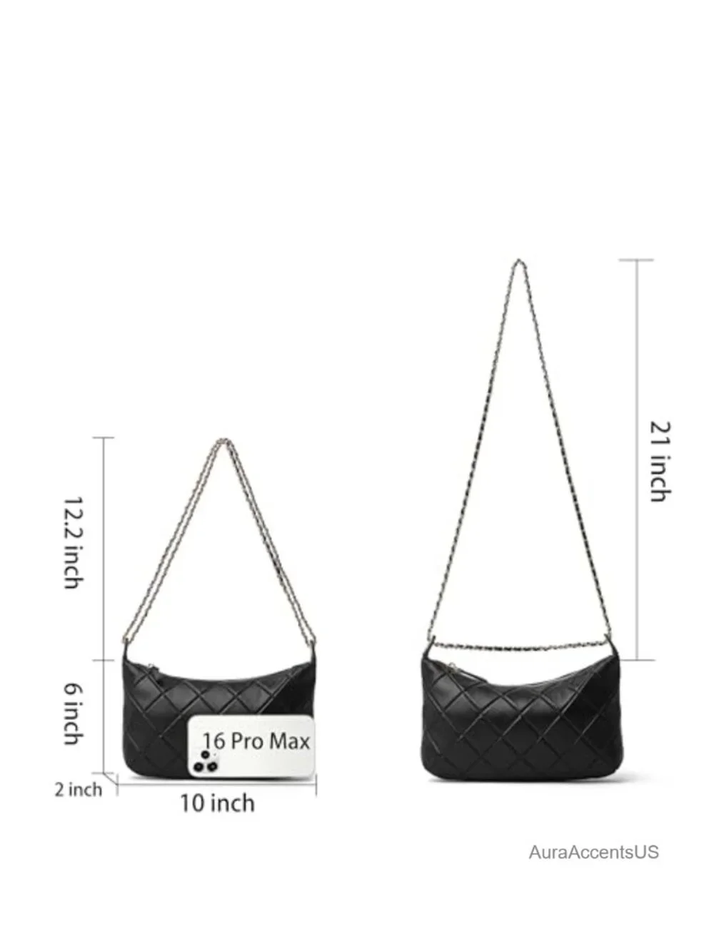 Small Leather Quilted Shoulder Purse with Chain Hobo Crossbody Bag